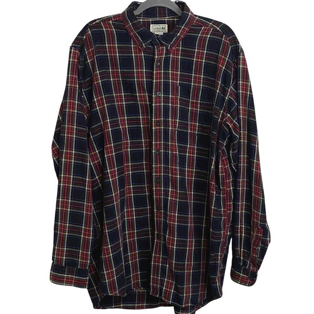 VTG‎ 90s LL Bean Cabincore Plaid Flannel Button Down Shirt Men XL Tall Cotton
